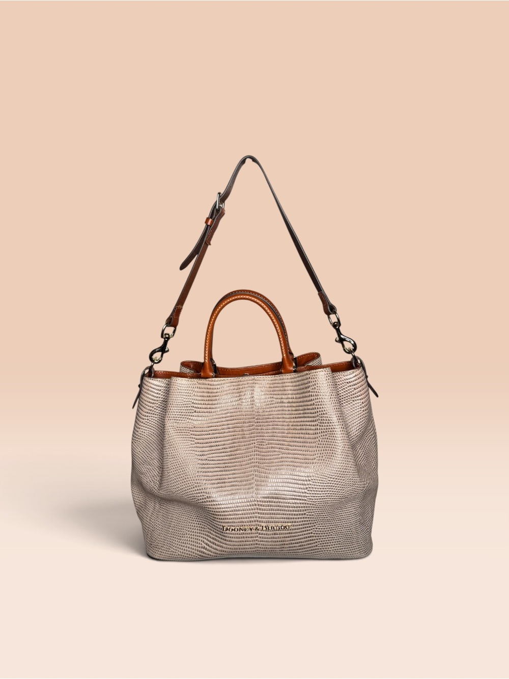 Dooney Bourke Large Barlow Toe Lizard Embossed